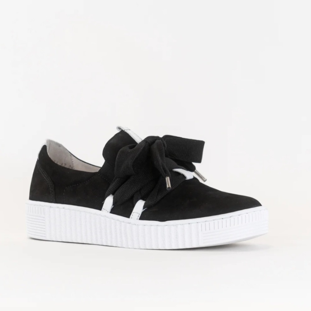 Gabor Wide Lace A1 Black and White Sneakers-Size 6
